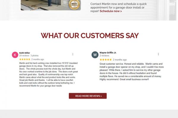 Martins Garage Doors Website 600x400