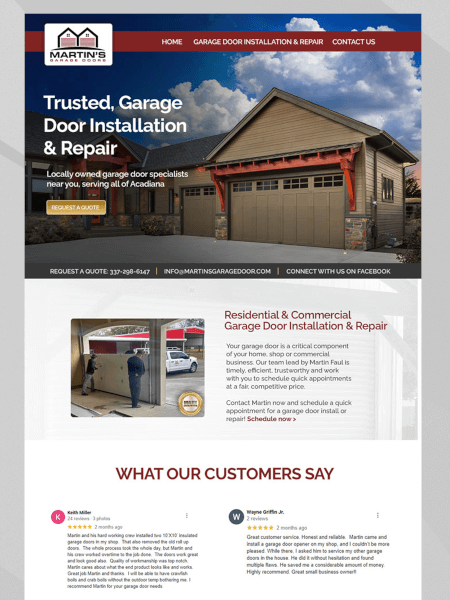 Martins Garage Doors Website Design Thumb