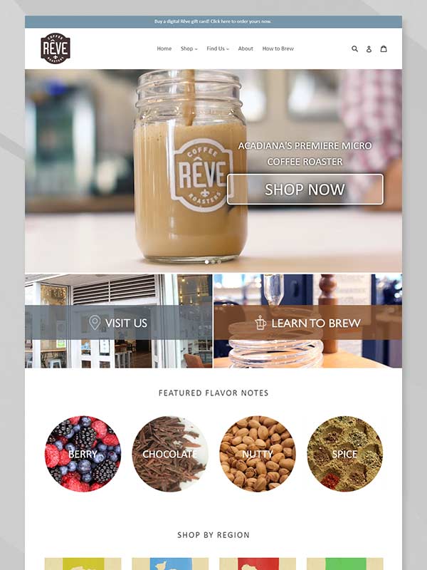 Website Design Reve Coffee 600x800